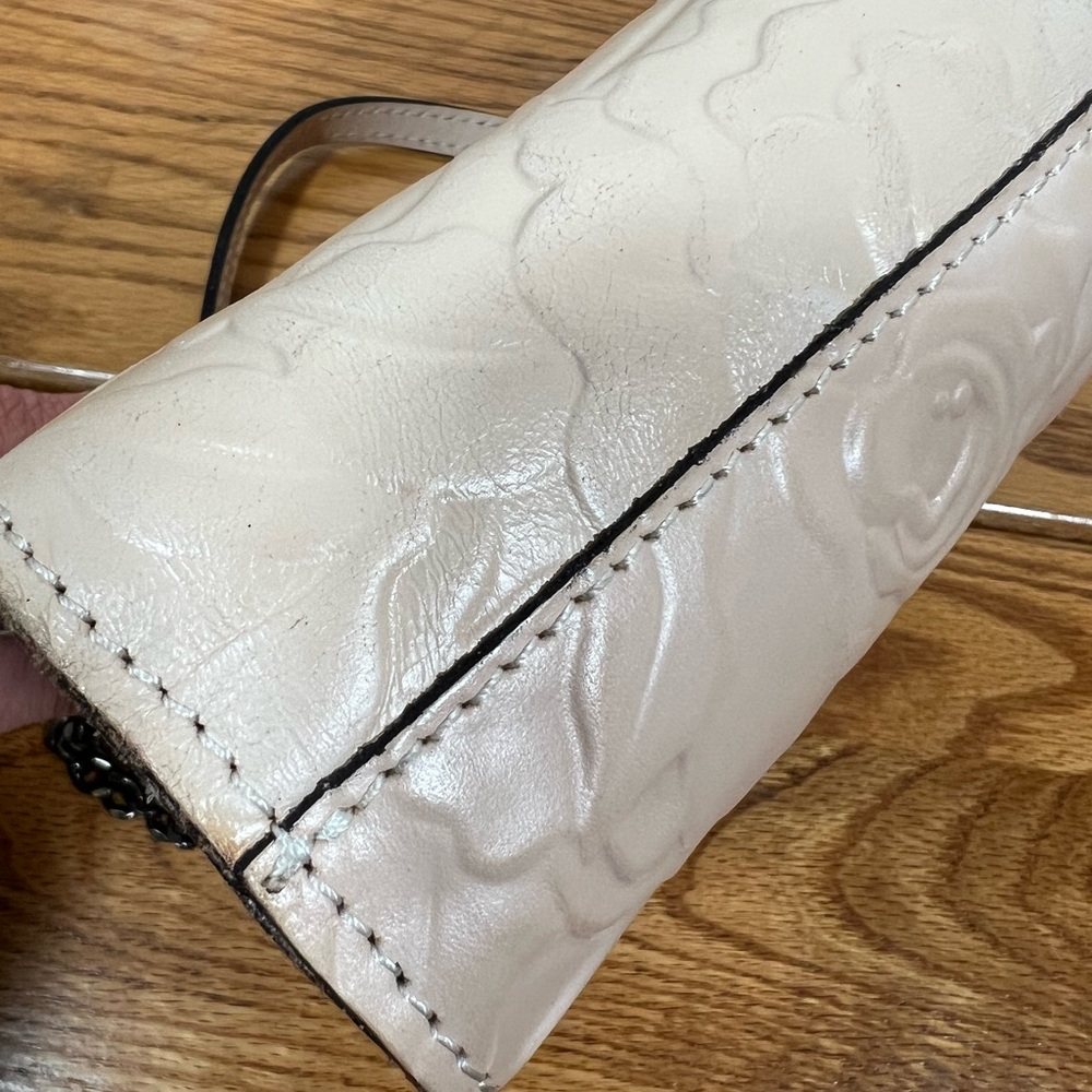 Patricia Nash Shoulder Bag Champagne Floral Leather Chain Strap - Picture 7 of 16